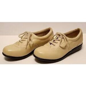 Dr. Scholl's Women's 7.5 Wide Advanced Comfort Lace Up Loafers Beige Tan Leather
